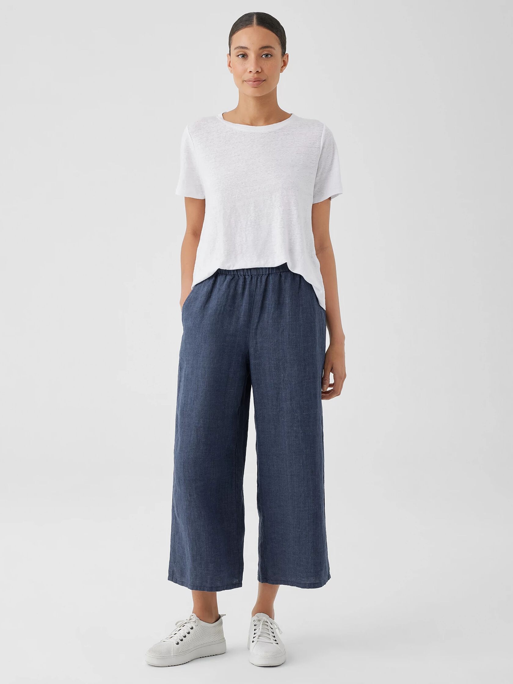 Washed Organic Linen Délavé Wide-Leg Pant