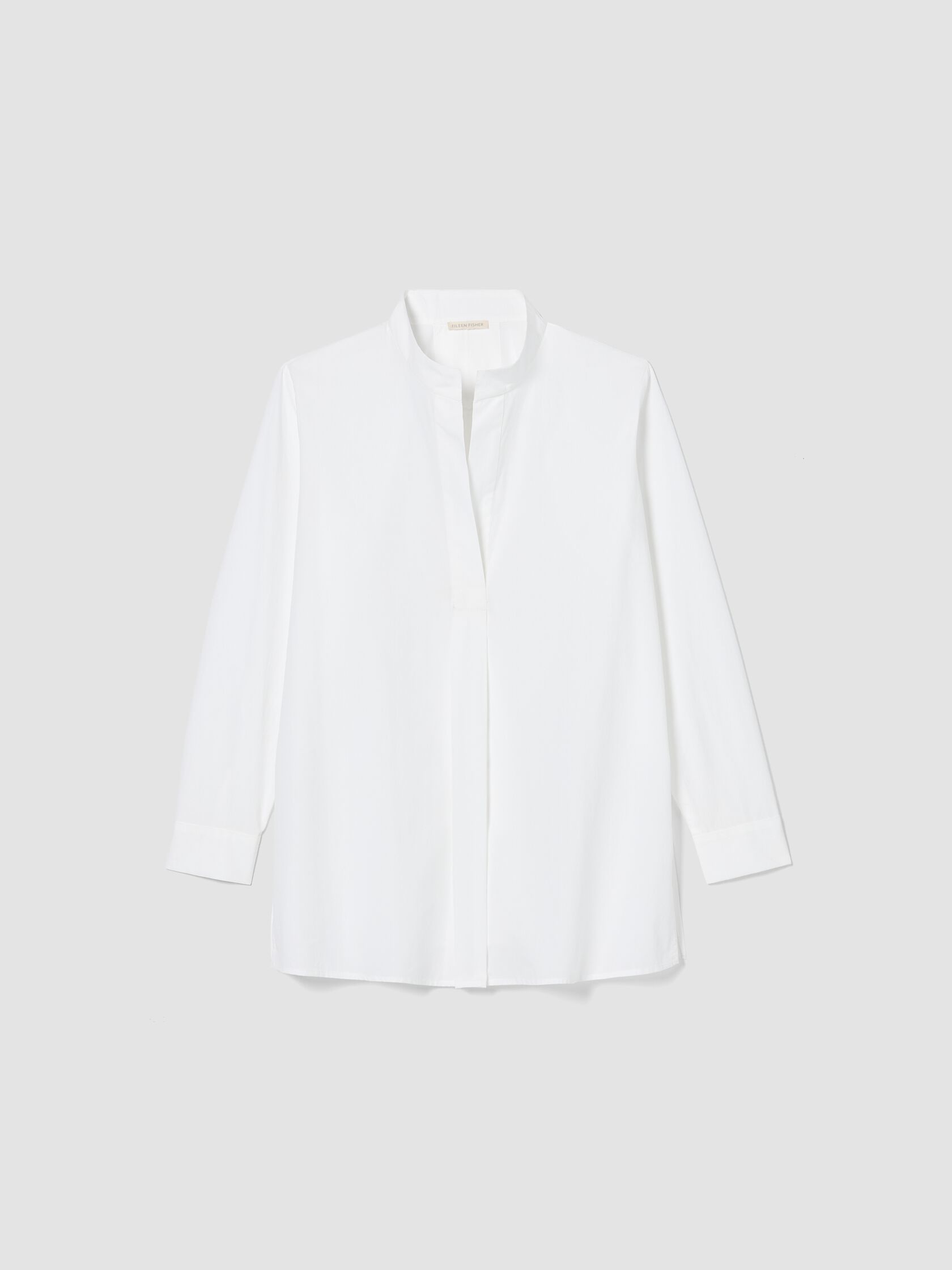 Washed Organic Cotton Poplin Stand Collar Top