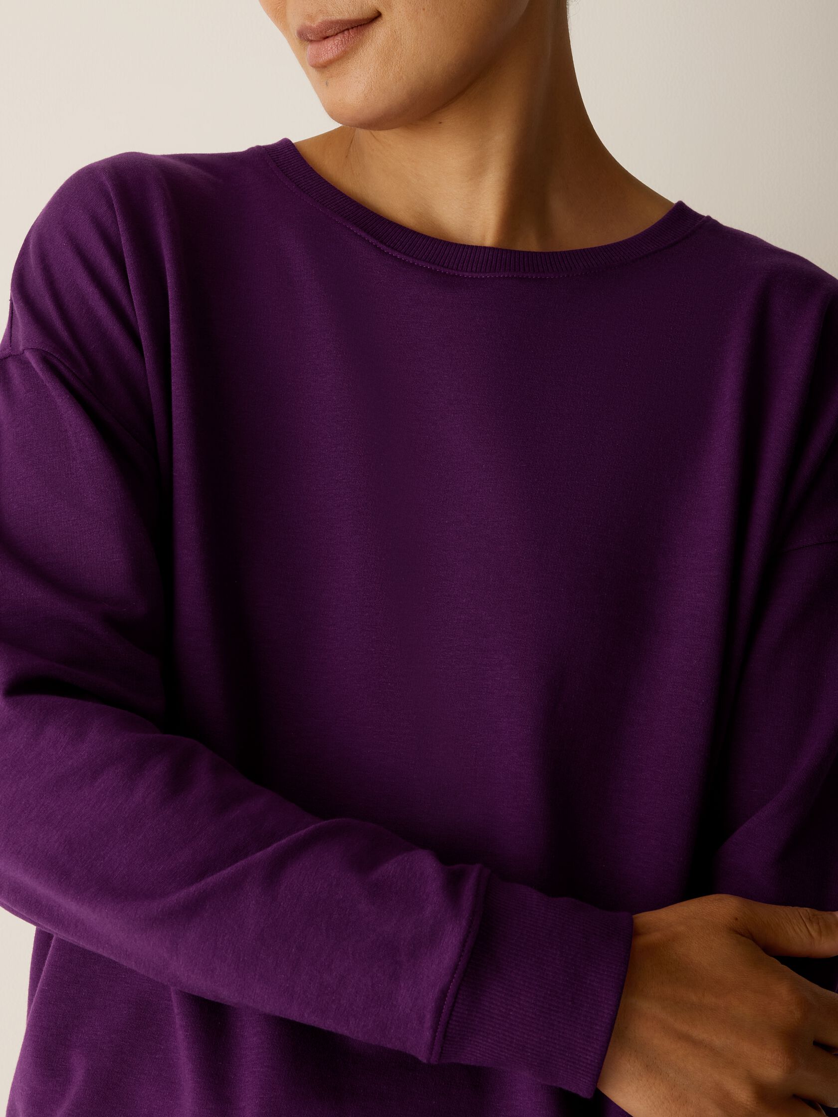 Cozy Brushed Terry Hug Crew Neck Long Top