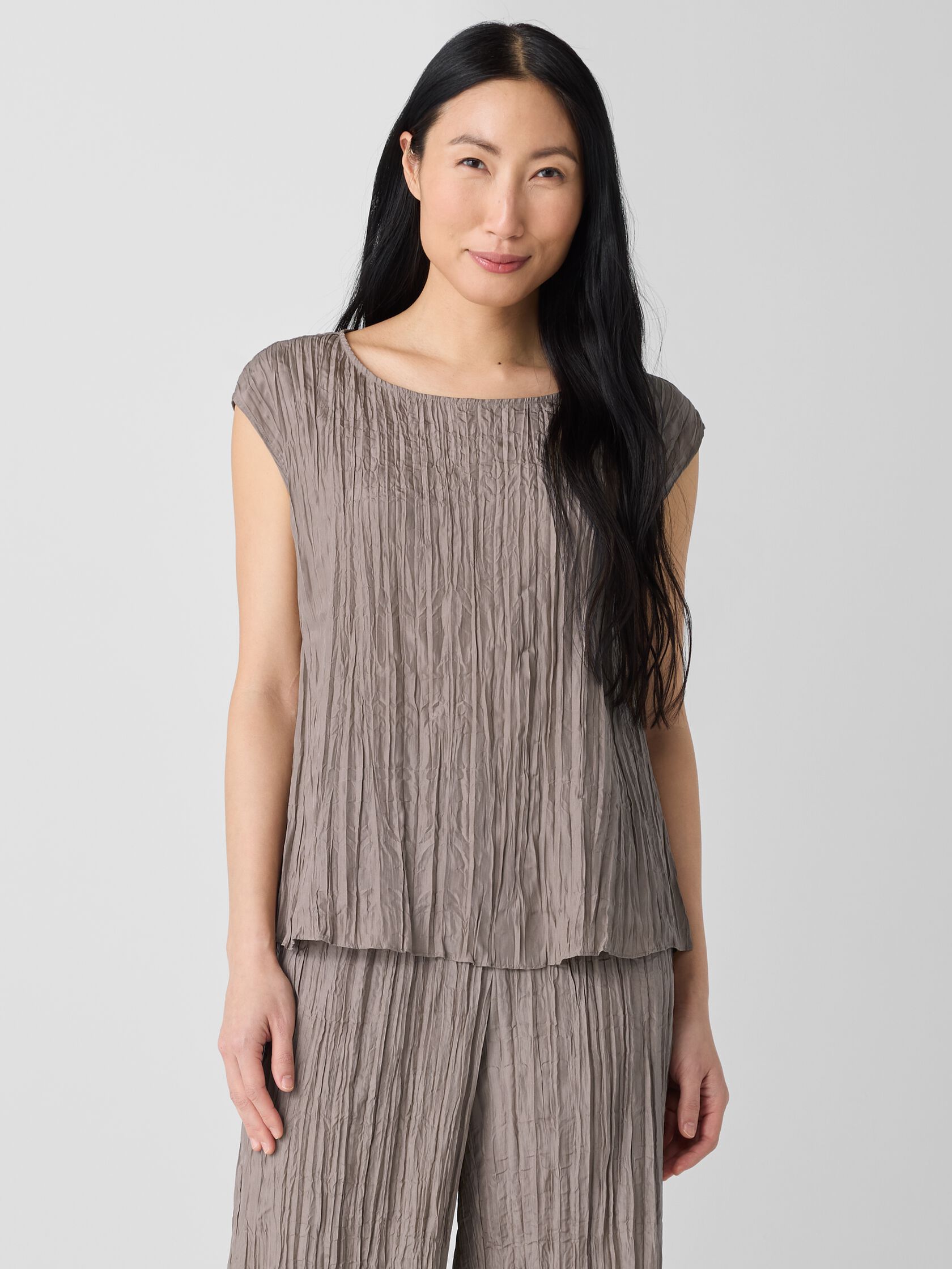 Crushed Silk Ballet Neck Top
