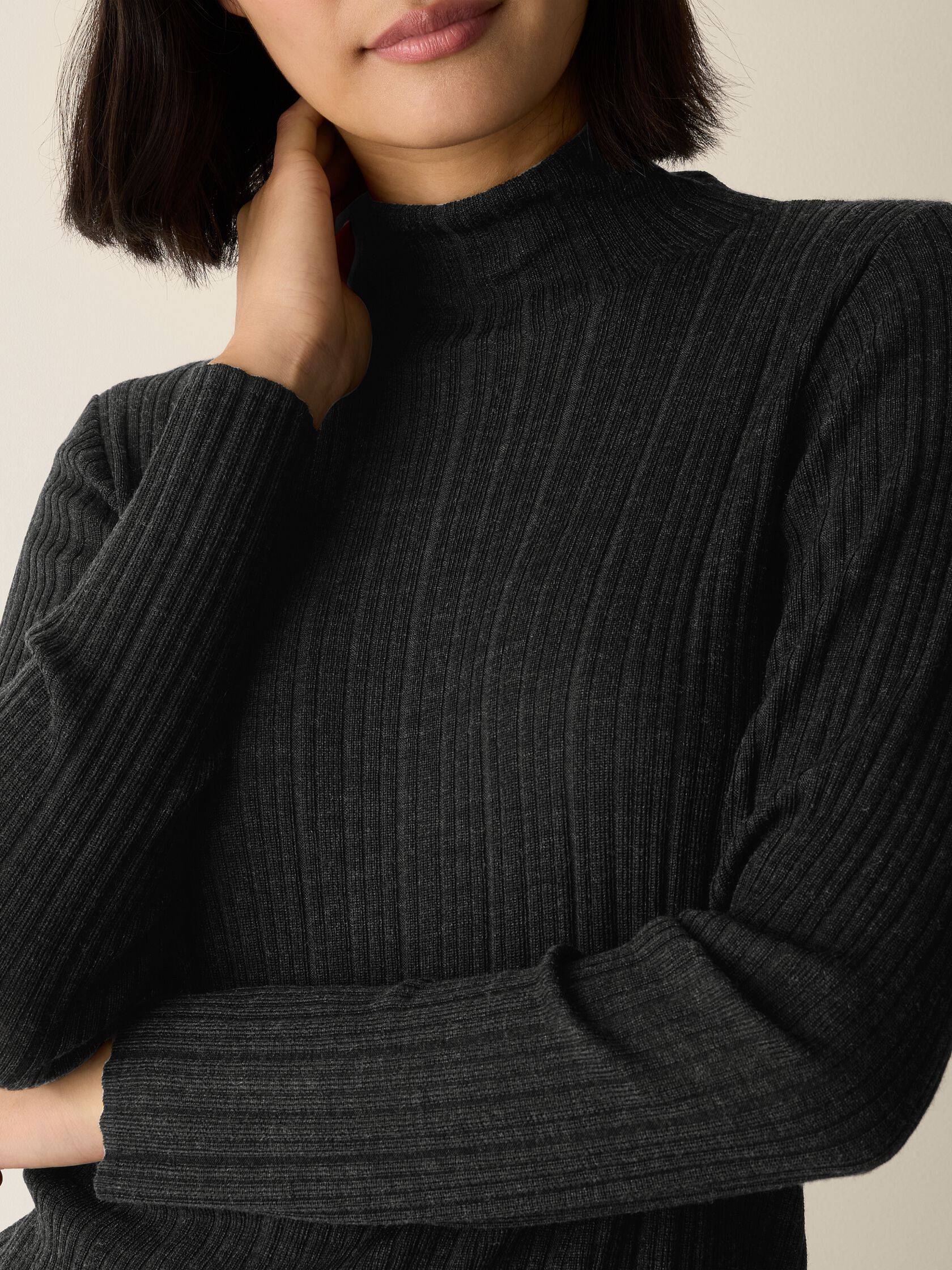 Superfine Merino Turtleneck Top in Regenerative Wool