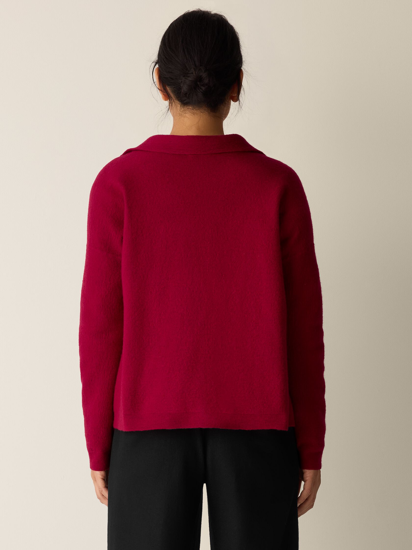 Fine Felted Wool Notch Collar Cardigan in Regenerative Wool