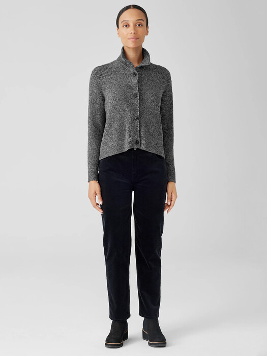 Peruvian Organic Cotton High Collar Cardigan