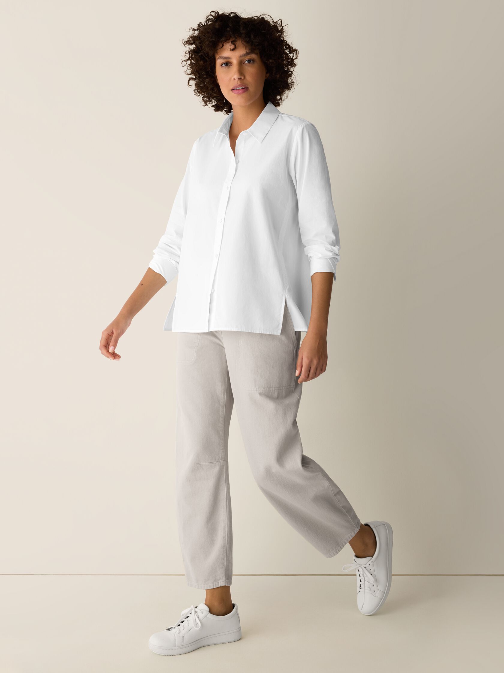 Organic Cotton Poplin Classic Collar Swing Shirt
