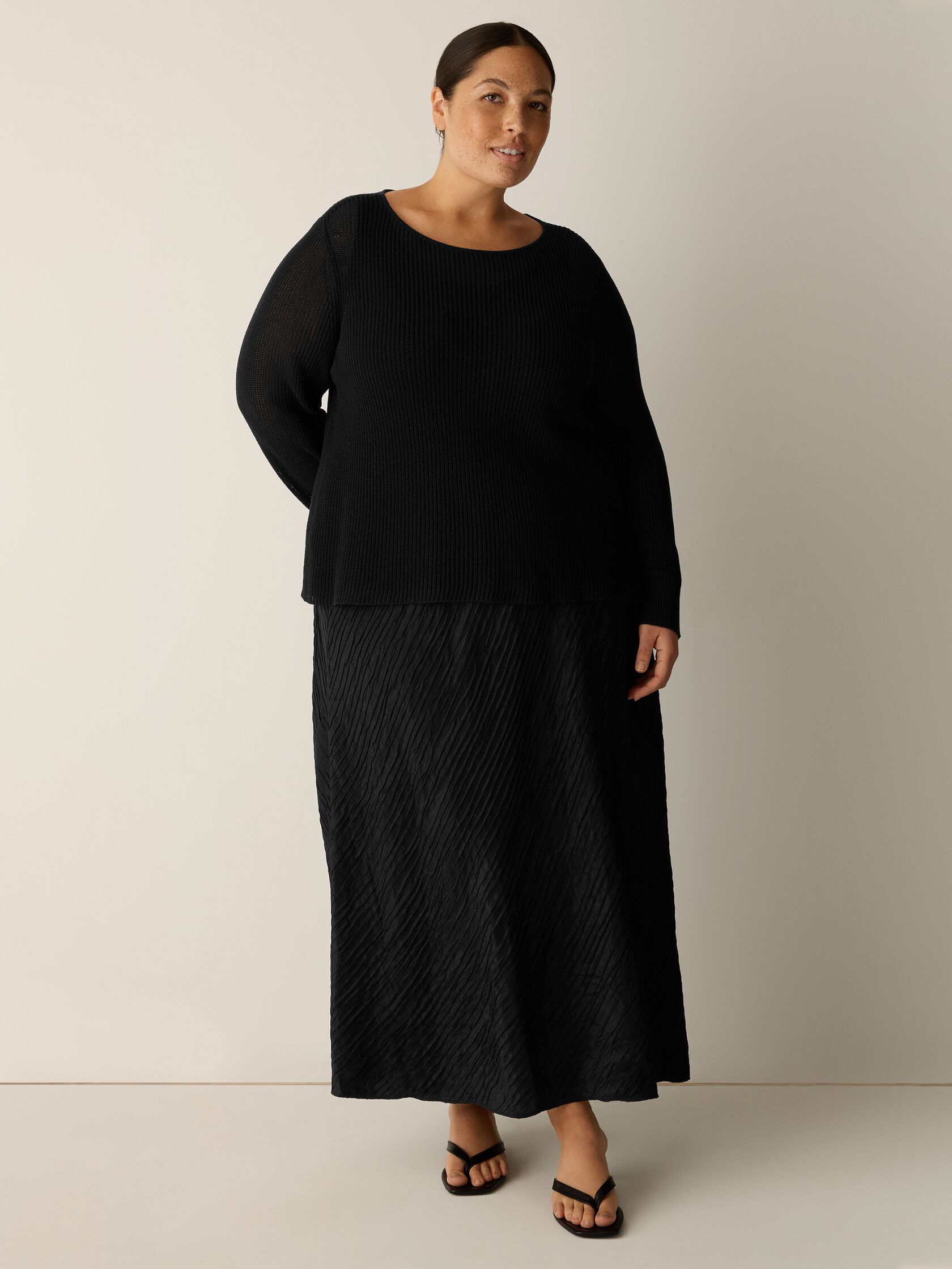 Cotton Silk Cord Ballet Neck Top