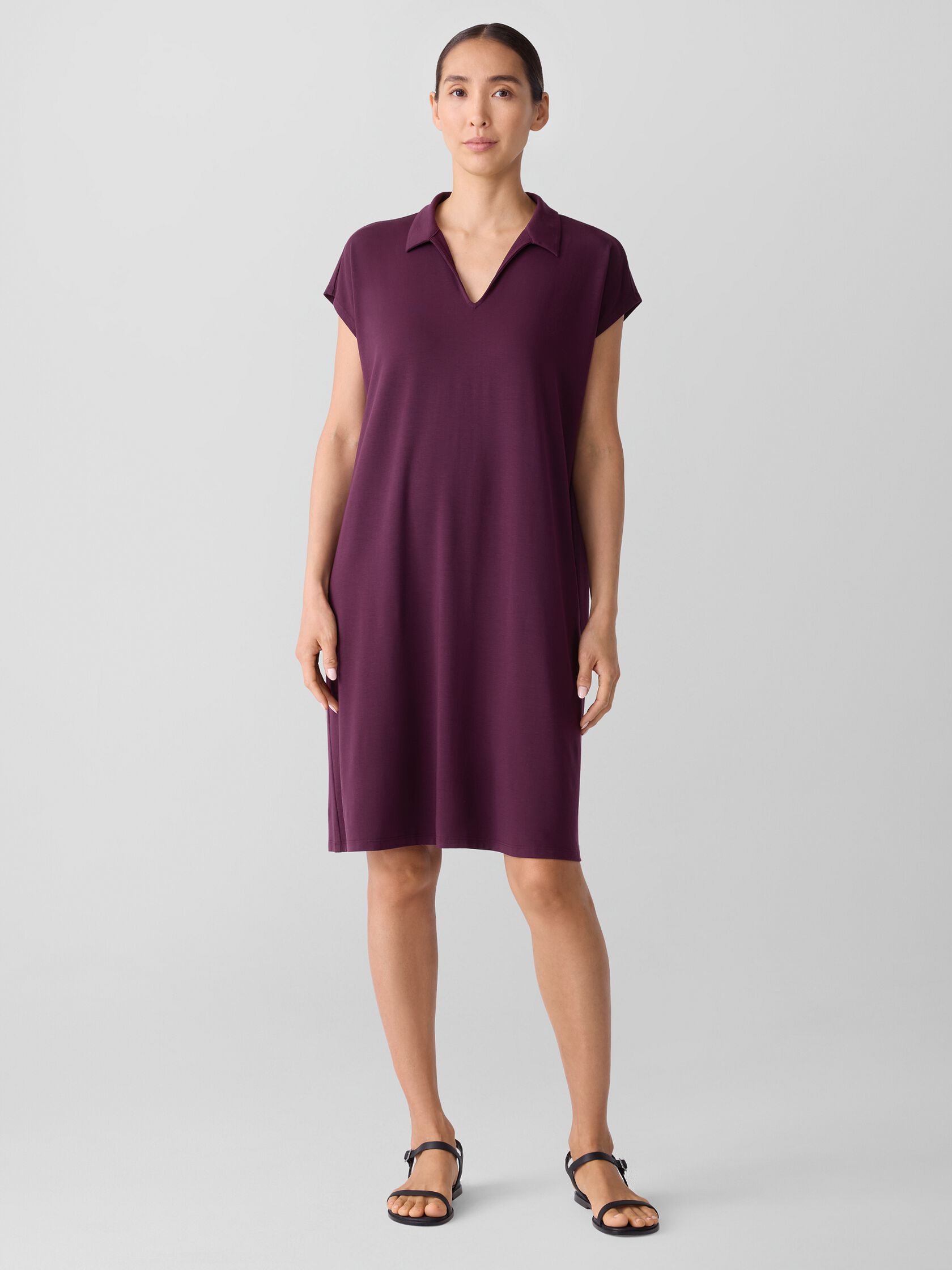 Fine Jersey Split Neck Dress