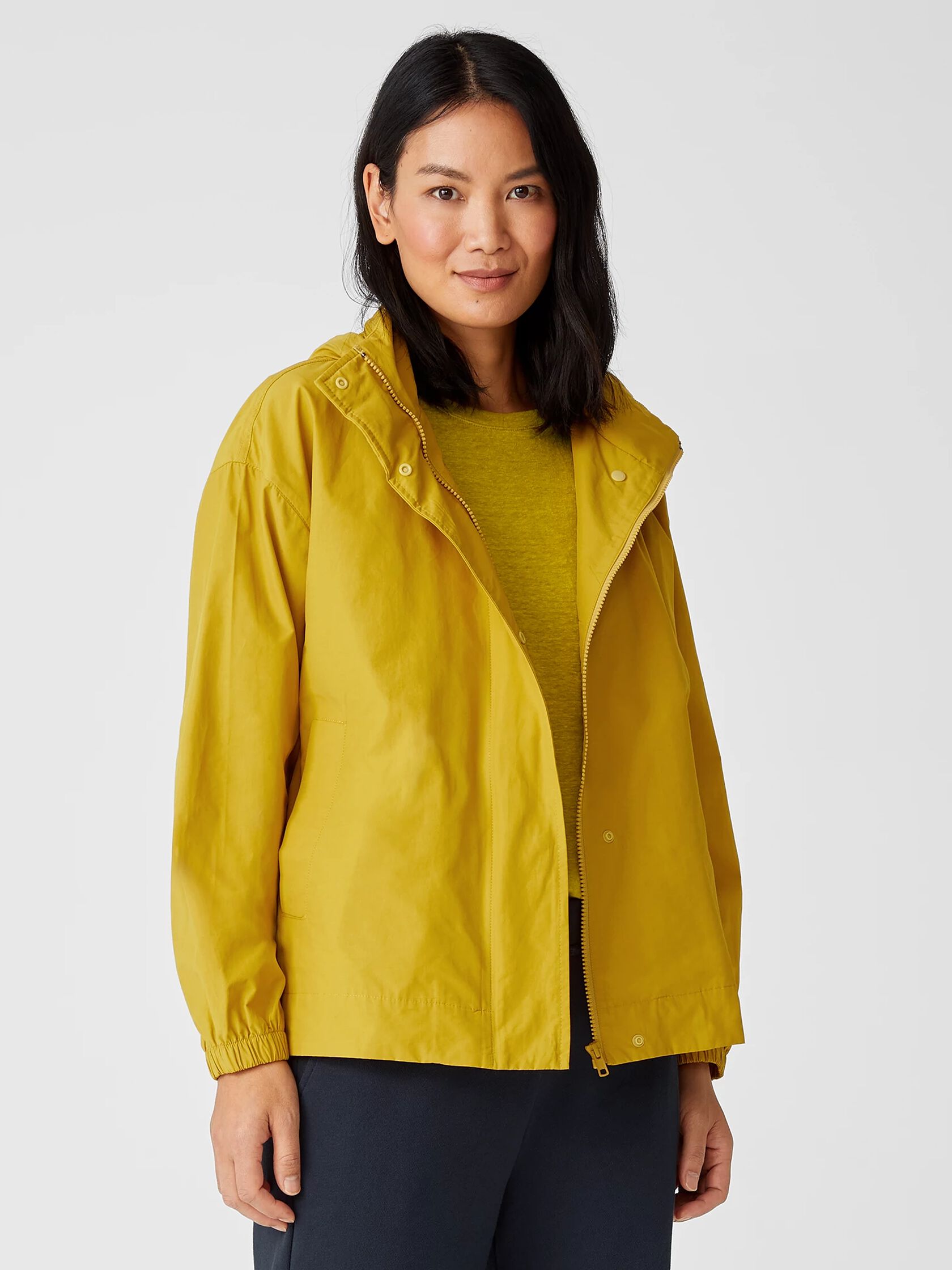 Light Organic Cotton Nylon Stand Collar Jacket