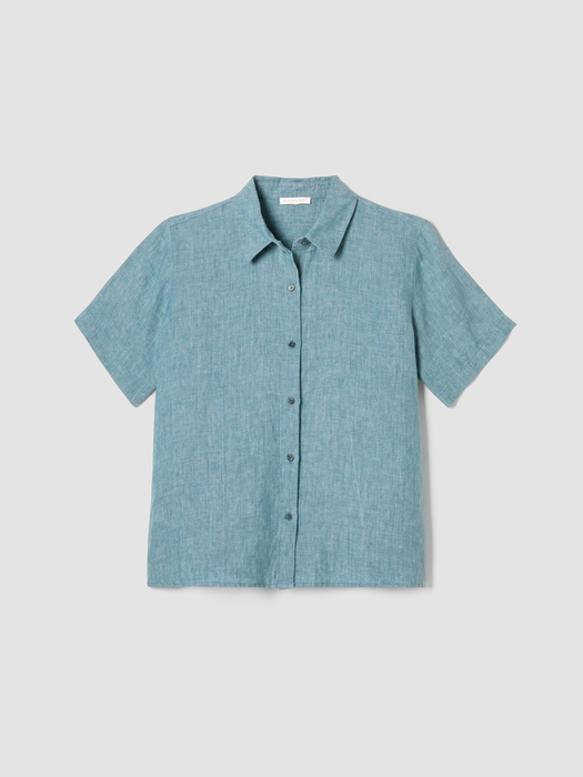 Washed Organic Linen Délavé Short-Sleeve Shirt