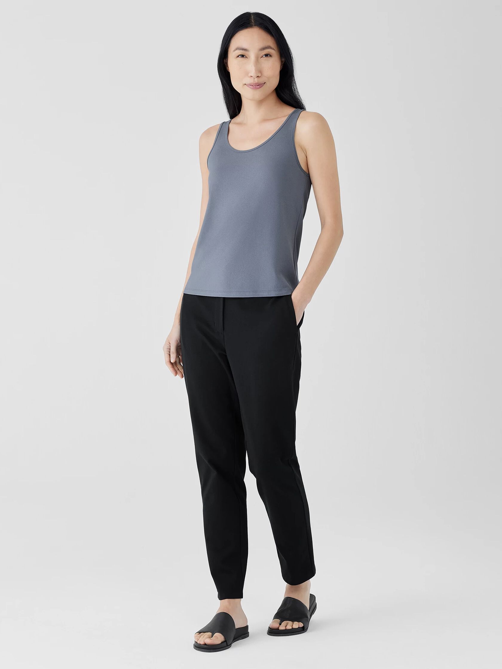 Stretch Silk Jersey Scoop Neck Tank