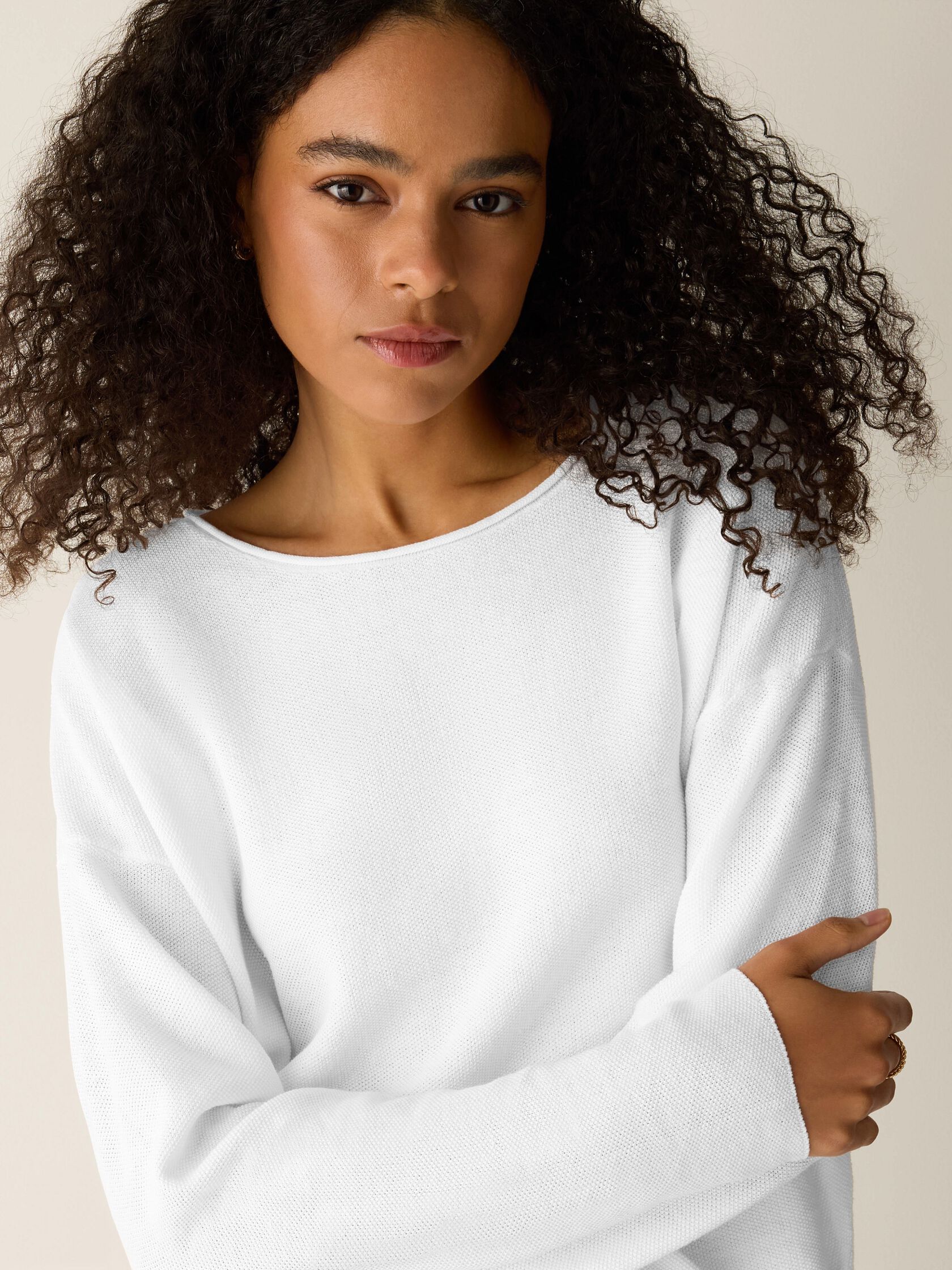 Organic Linen Cotton Jewel Neck Box-Top