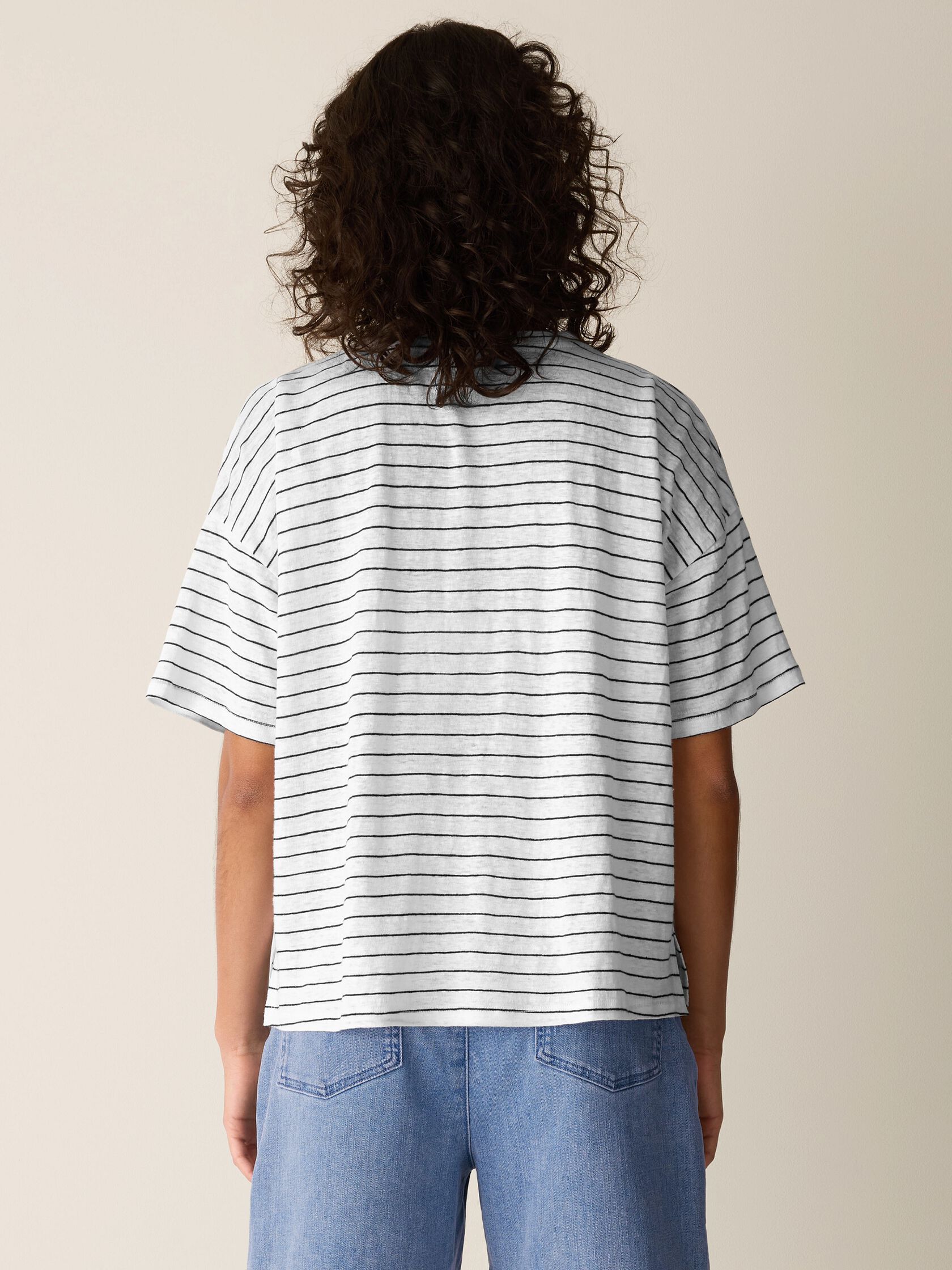 Organic Linen Jersey Stripe Box-Top