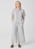 Crinkled Organic Linen Stripe Wide-Leg Pant