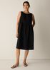 Pleated Silk Bateau Neck Dress