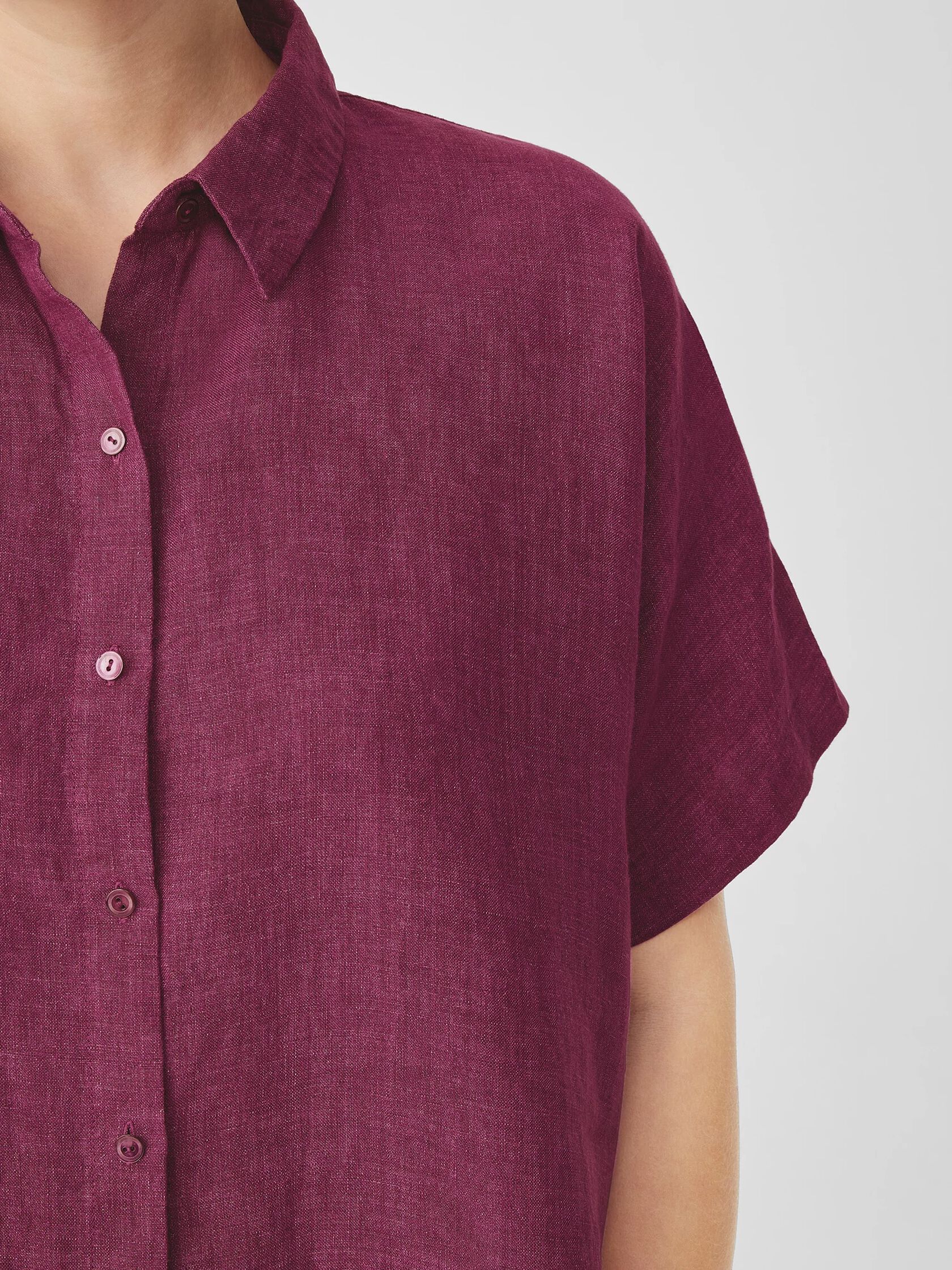 Washed Organic Linen Delave Short-Sleeve Shirt