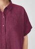 Washed Organic Linen Delave Short-Sleeve Shirt