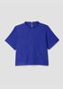 Woven Plissé Mock Neck Top