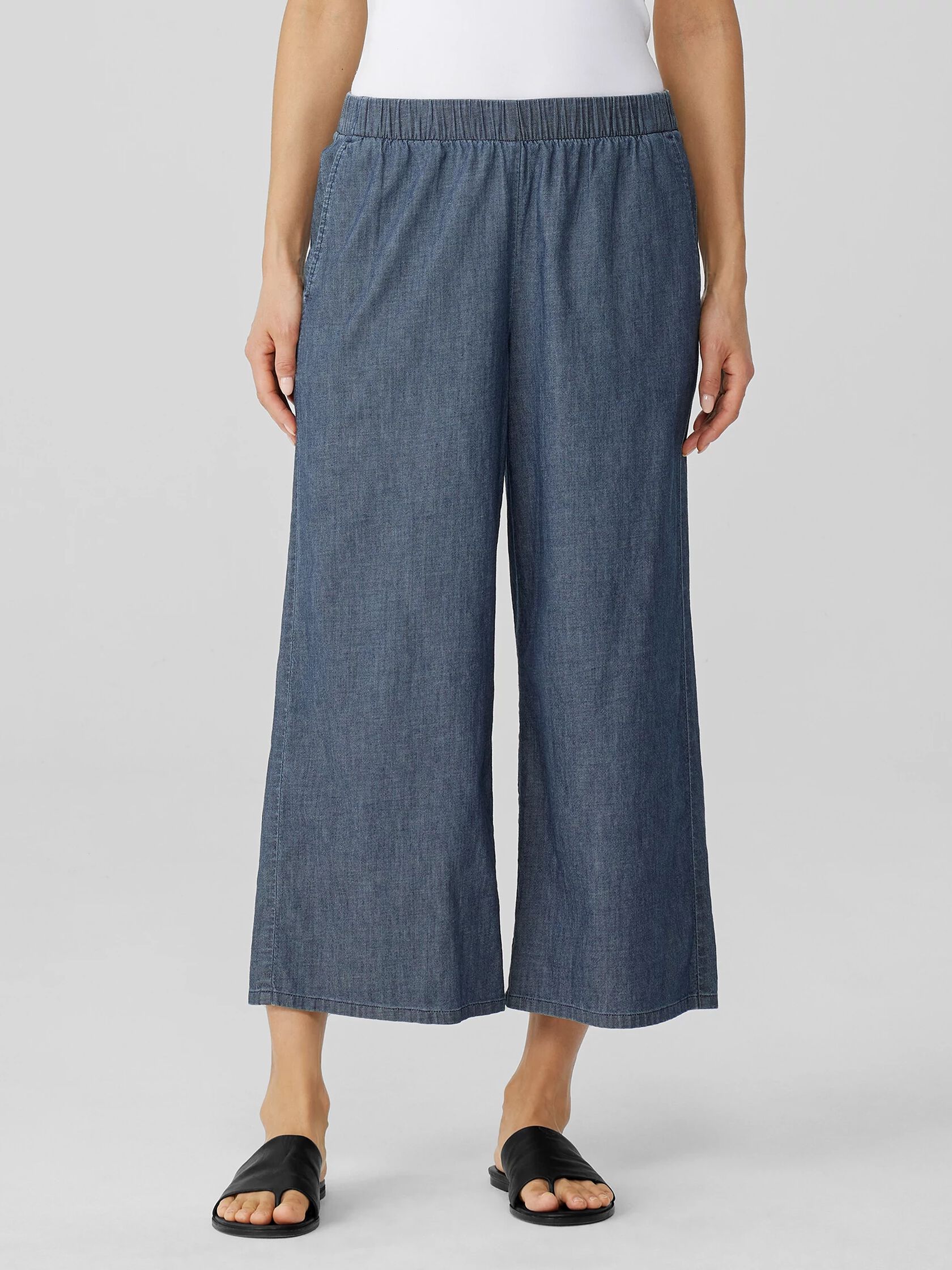 Airy Organic Cotton Twill Wide-Leg Pant