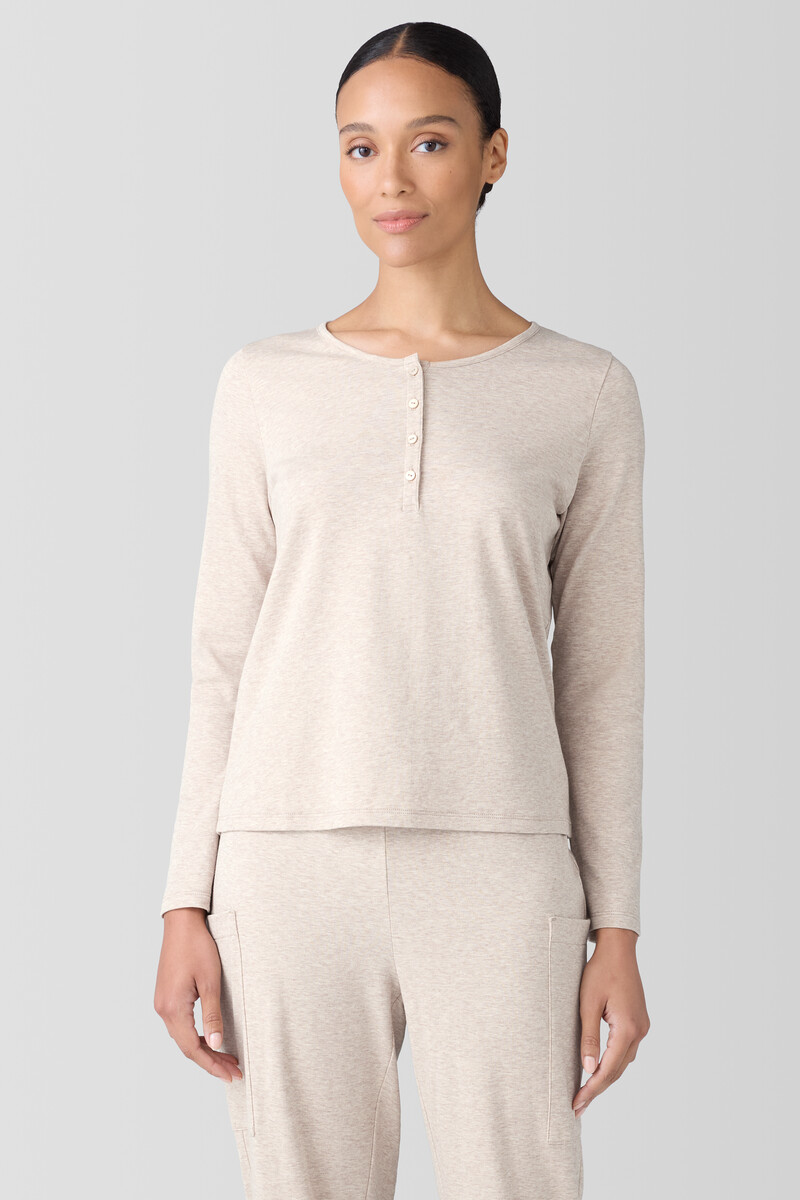 Mélange Organic Cotton Interlock Henley Sleep Top Mélange Organic Cotton Interlock Henley Sleep Top