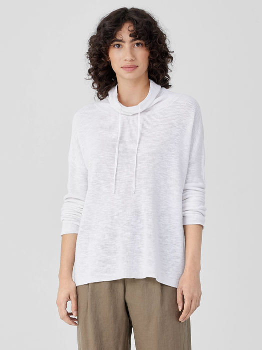 Organic Linen Cotton Slub Funnel Neck Top