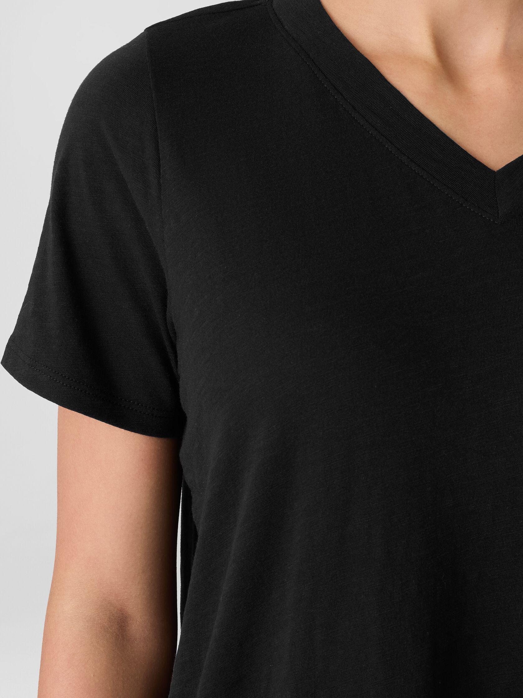 Organic Cotton Slubby Jersey V-Neck Dress
