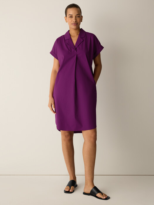 Eileen Fisher - Women's Stretch Organic Cotton Poplin Notch Collar Dress - Purple - Size: 2X regular Eileen Fisher - Women's Stretch Organic Cotton Poplin Notch Collar Dress - Purple - Size: 2X regular
