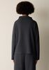 Waffle Cotton Blend Doubleknit Funnel Neck Box-Top