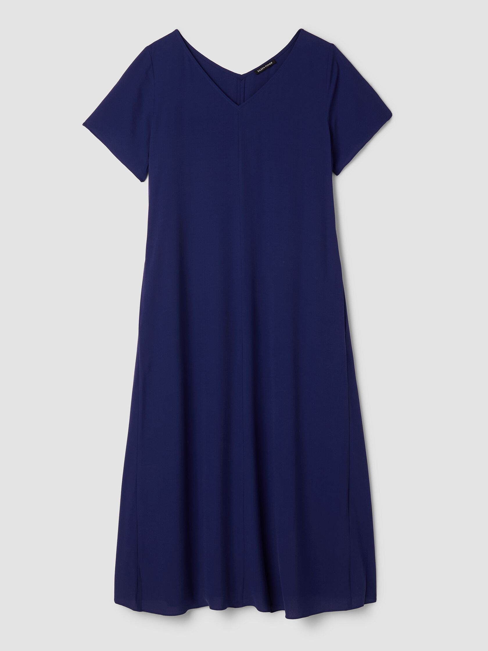 Silk Georgette Crepe V-Neck Dress