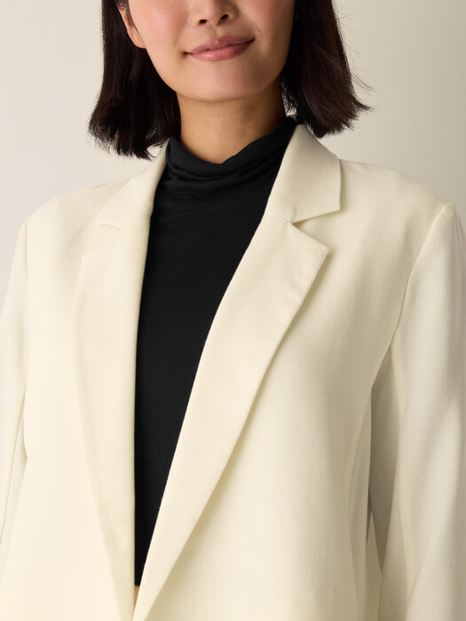 Stretch Wool Crepe Long Blazer