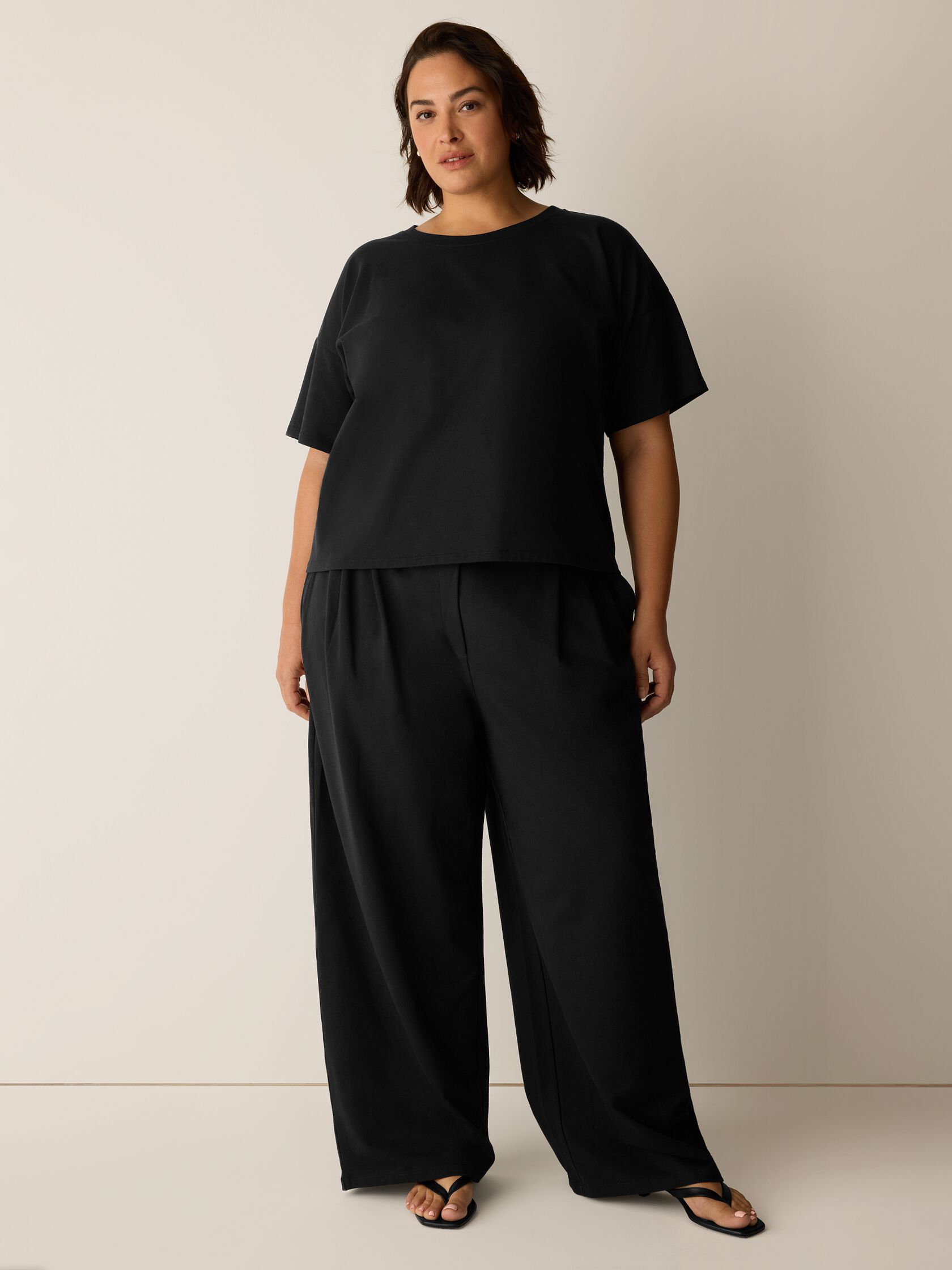 Pima Cotton Stretch Jersey Wide-Leg Pant