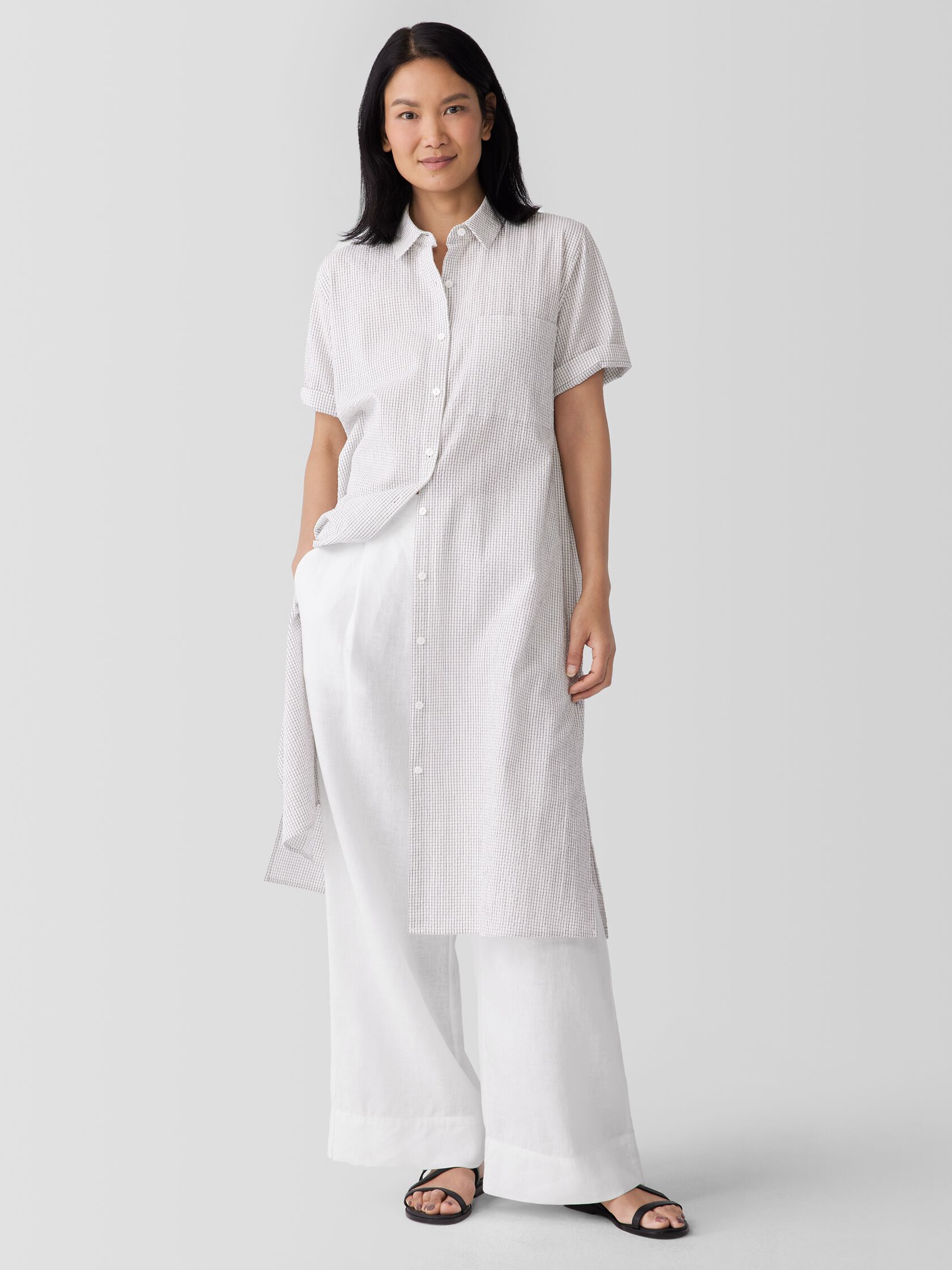 Organic Cotton Ripple Checkered Shirtdress