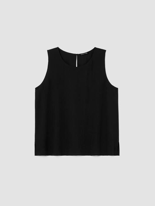 Silk Georgette Crepe Round Neck Tank