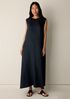 Dimensional Silk Jacquard Round Neck Dress