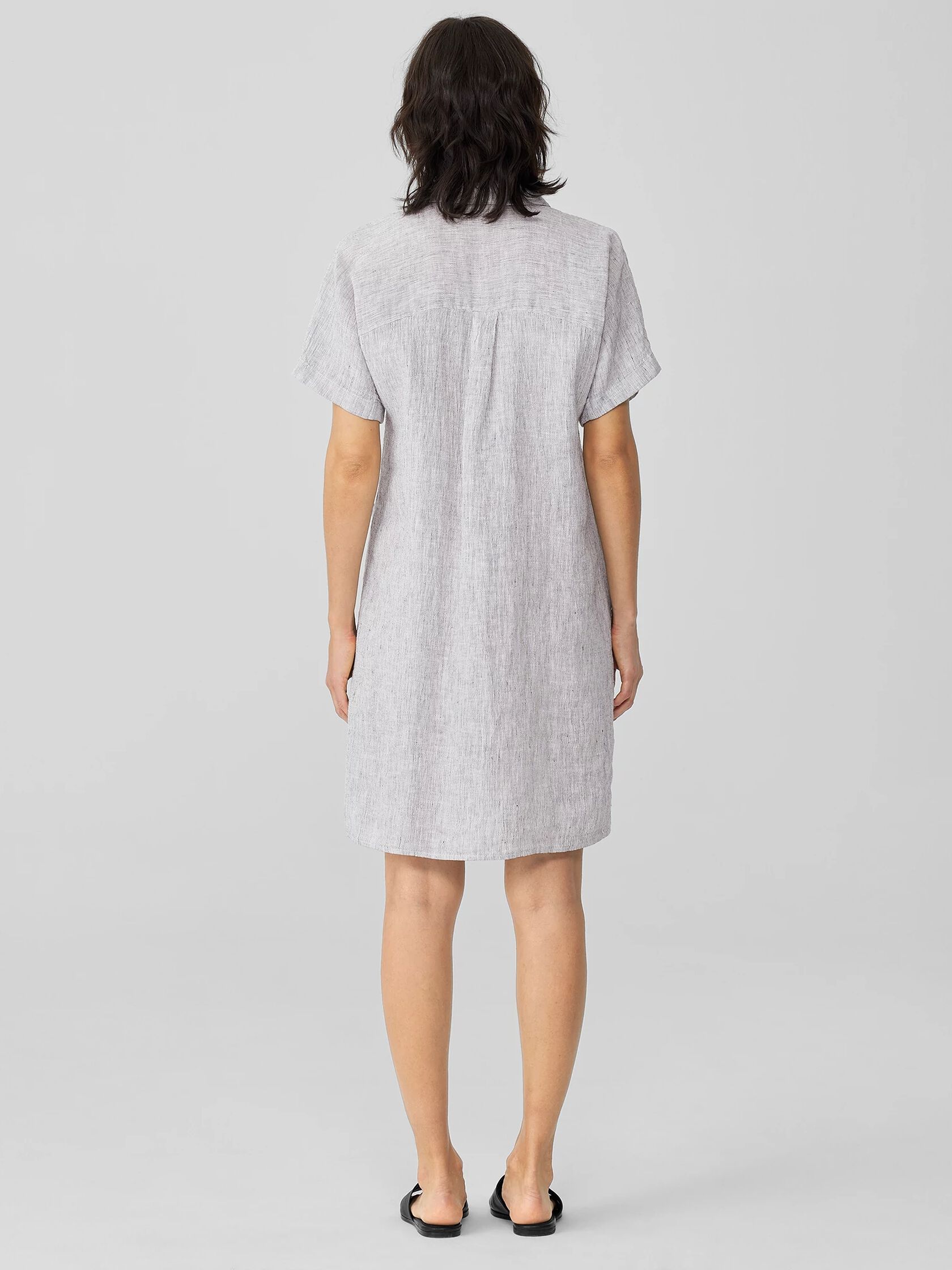 Striped Organic Linen Crinkle Shirtdress