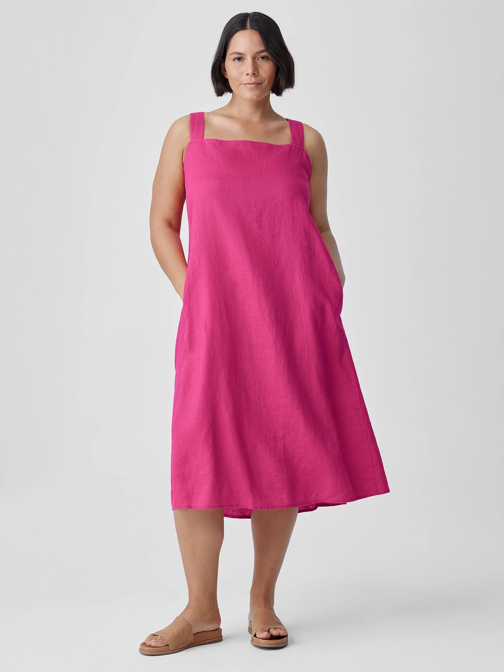 Organic Linen Square Neck Dress