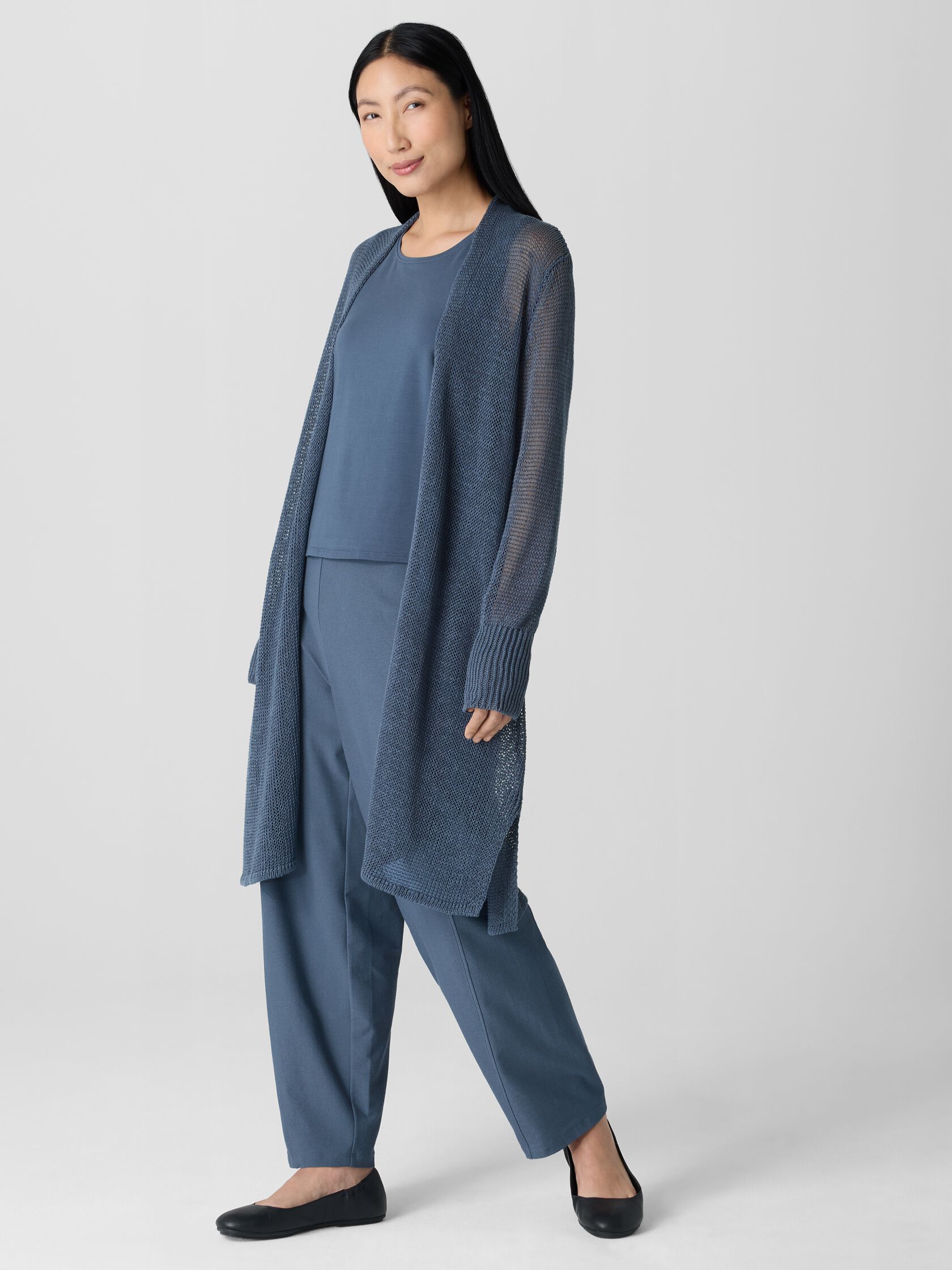 Organic Linen Cotton Cord Long Cardigan