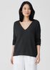 Organic Linen Cotton Slub V-Neck Top