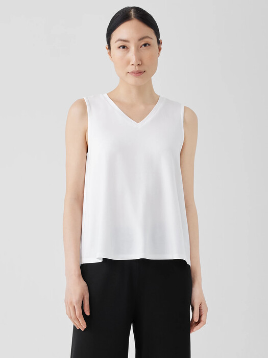 Stretch Jersey Knit V-Neck Tank