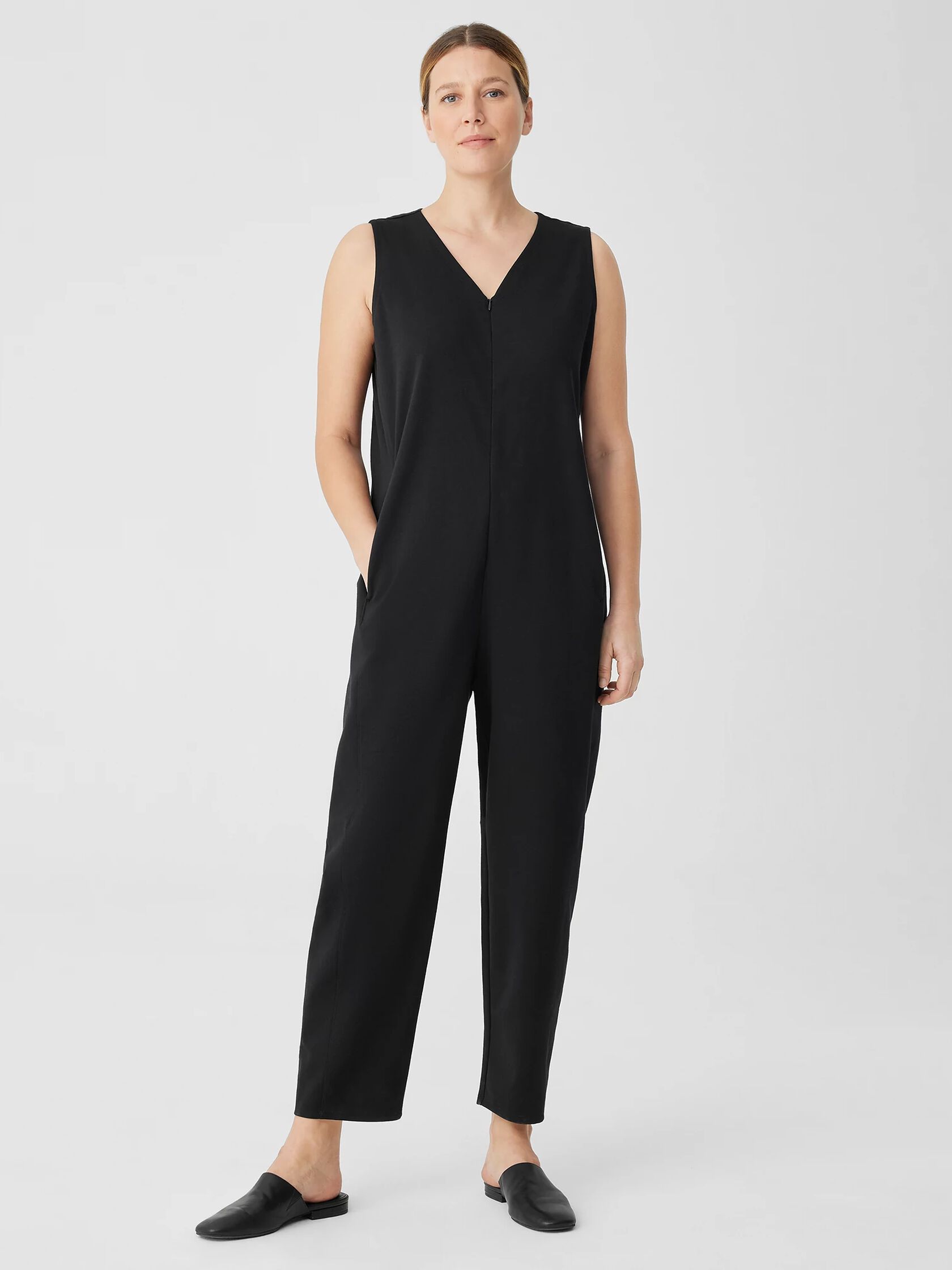 Cotton Blend Ponte Lantern Jumpsuit