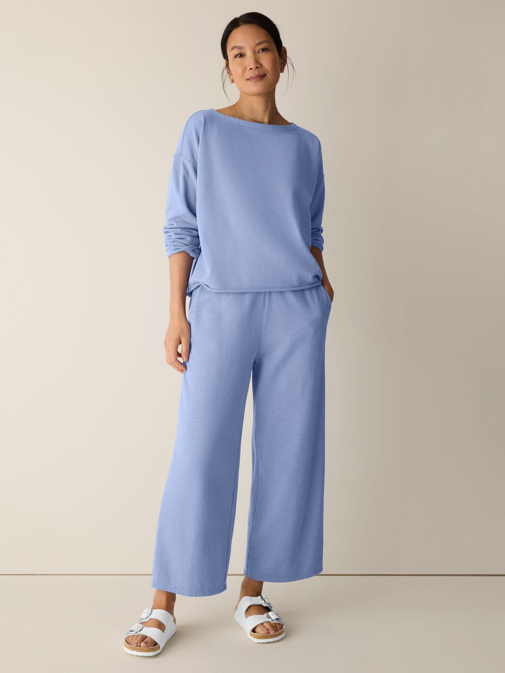 Garment-Dyed Organic Cotton Terry Bateau Neck Box-Top