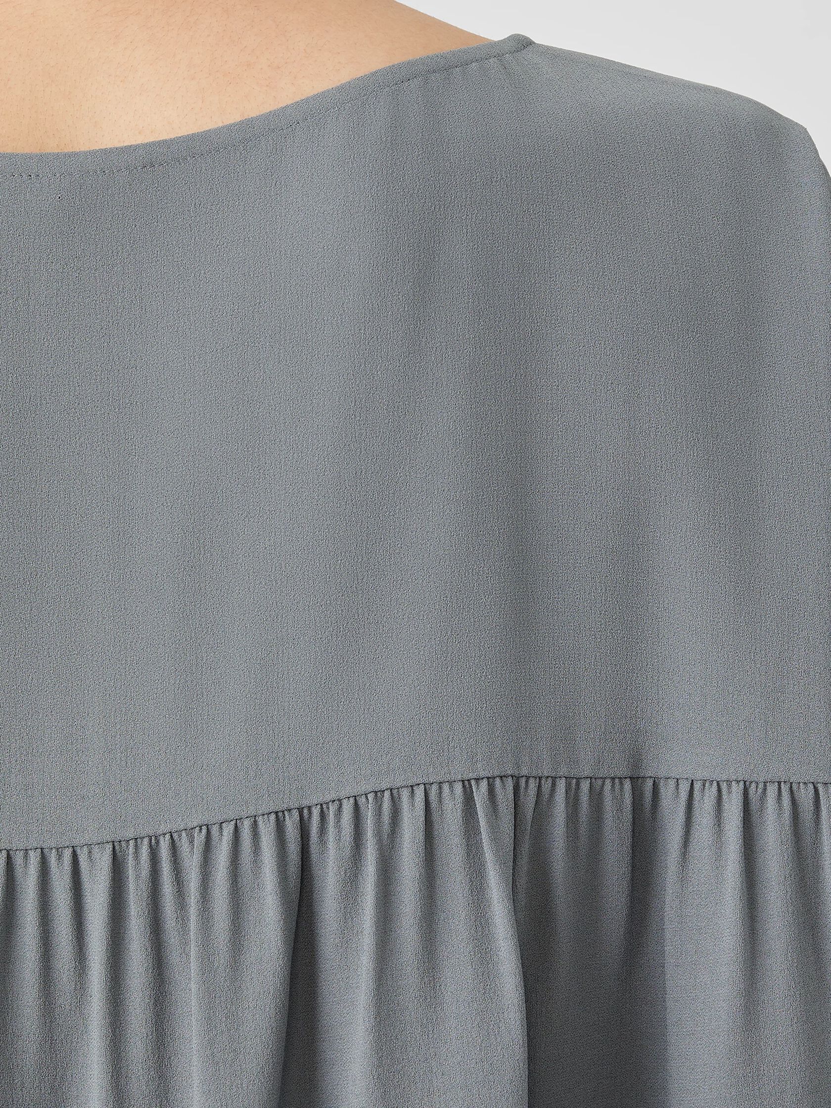 Silk Georgette Crepe Shirred-Back Top