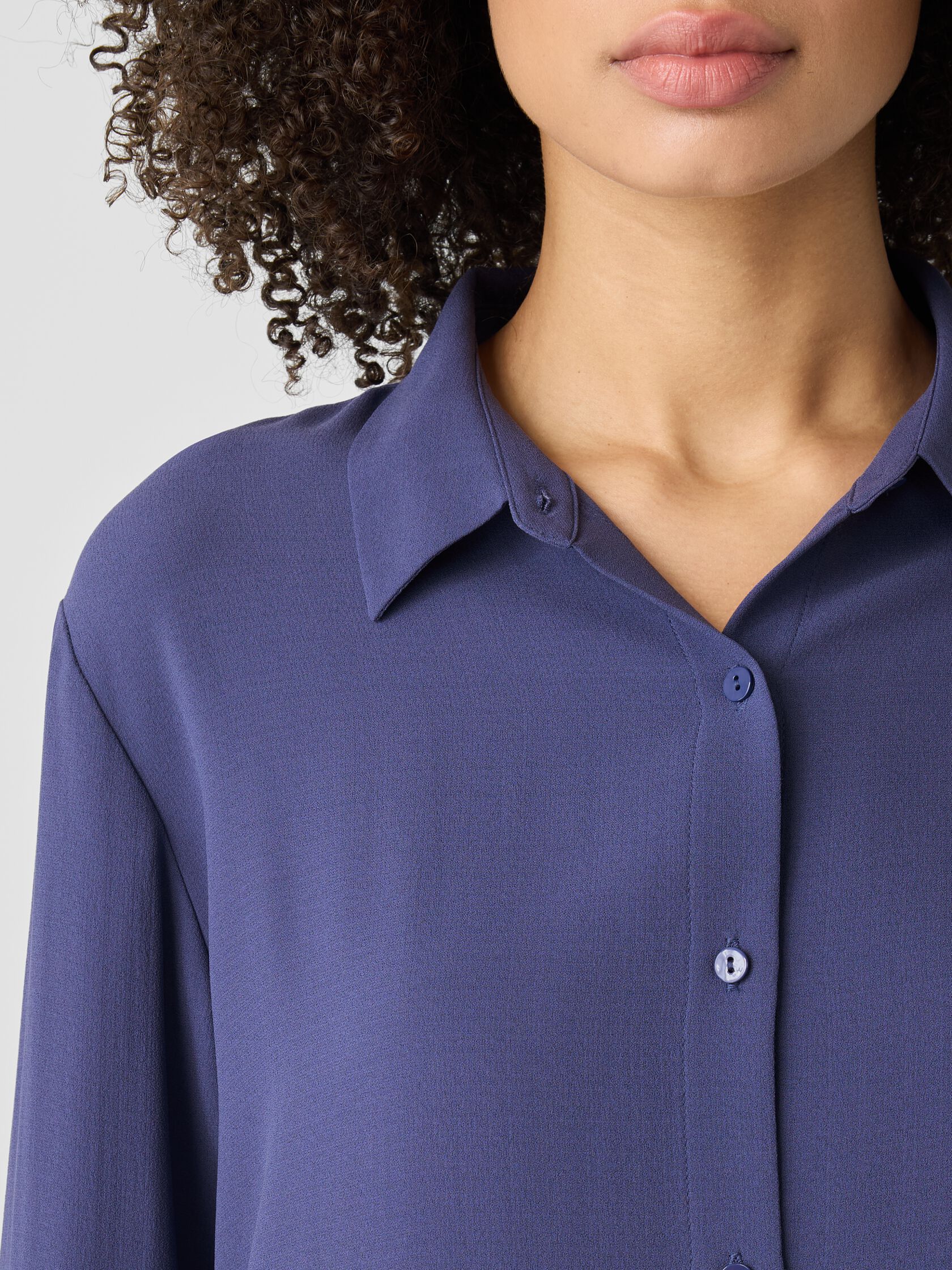 Silk Georgette Crepe Classic Collar Shirt