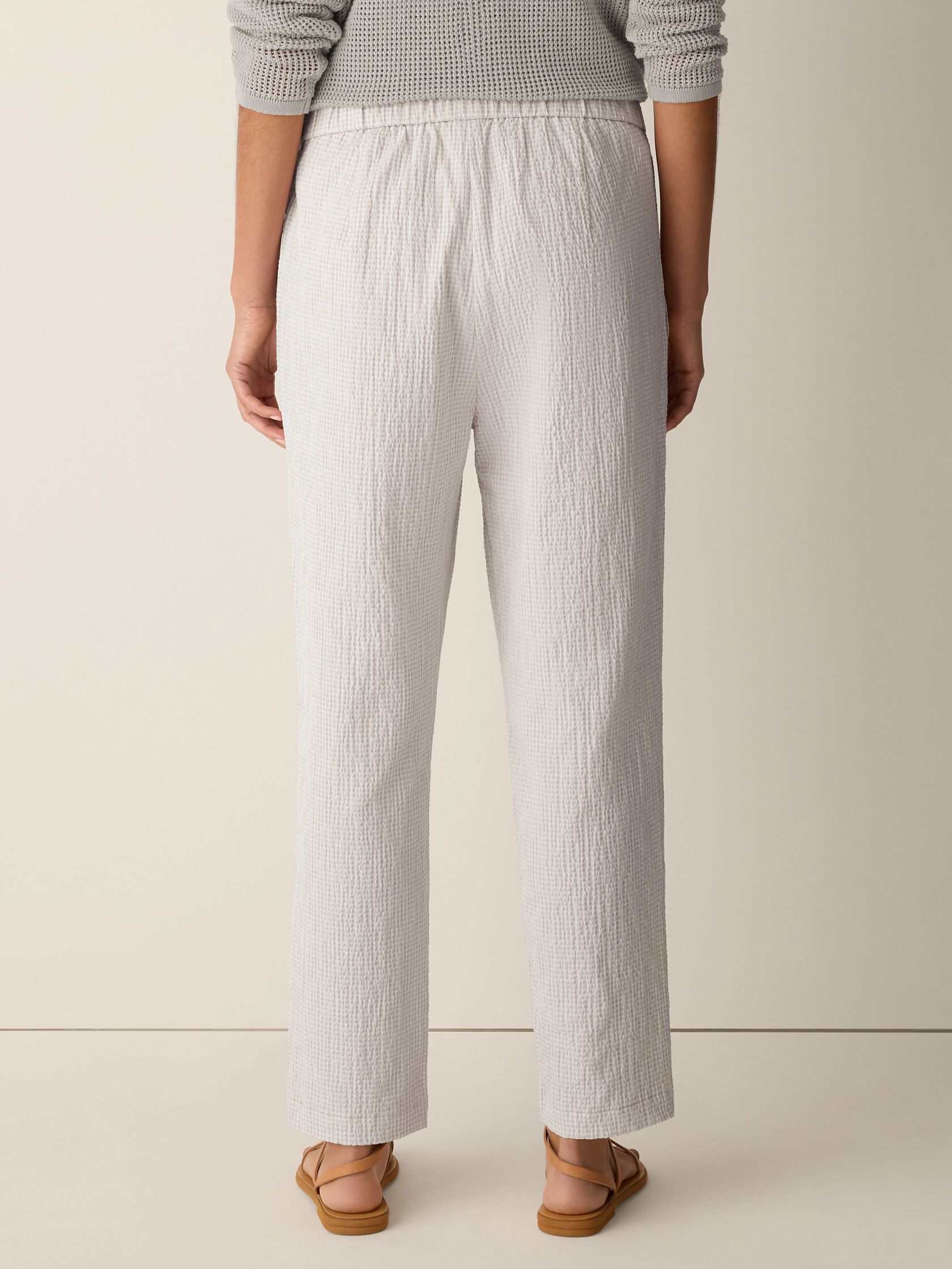 Organic Cotton Pucker Check Tapered Pant
