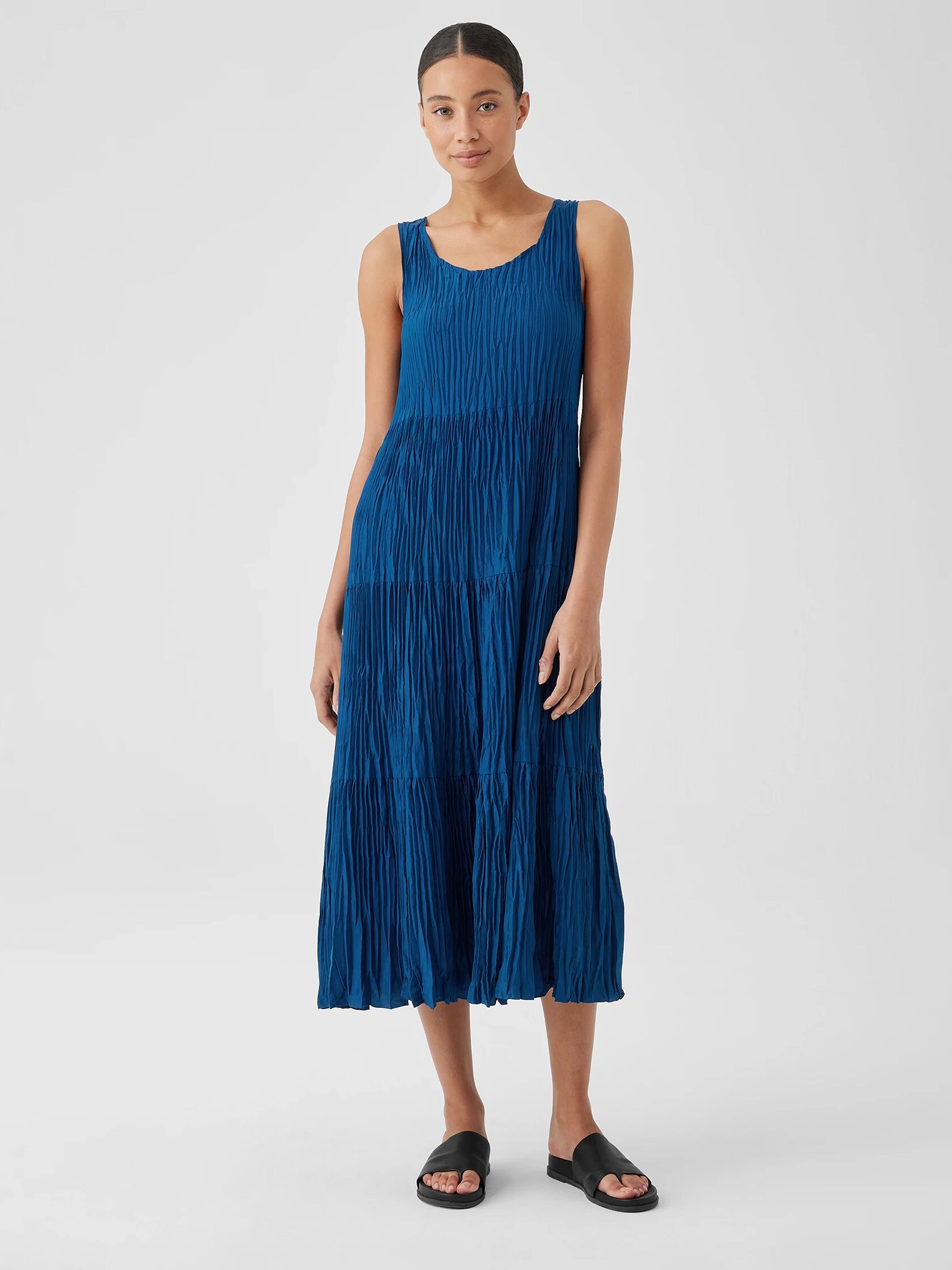 Crushed Silk Tiered Dress