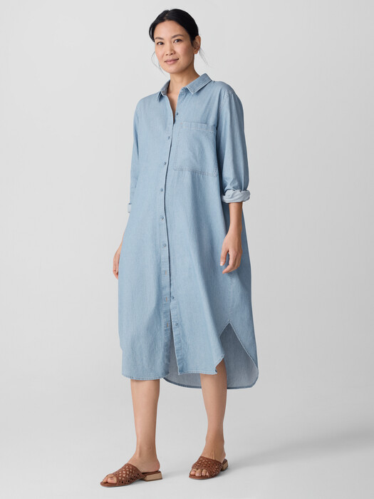 Airy Organic Cotton Twill Shirtdress | EILEEN FISHER Airy Organic Cotton Twill Shirtdress | EILEEN FISHER