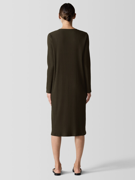 Textured Stretch Rib Crew Neck Dress | EILEEN FISHER Textured Stretch Rib Crew Neck Dress | EILEEN FISHER