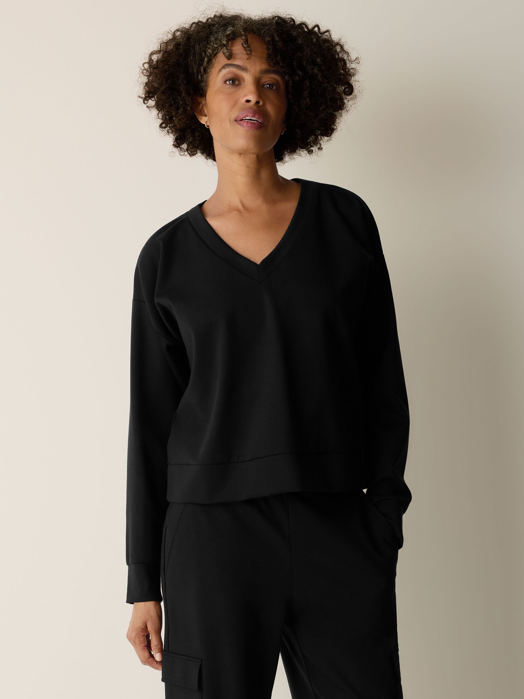 Lightweight Ponte V-Neck Top