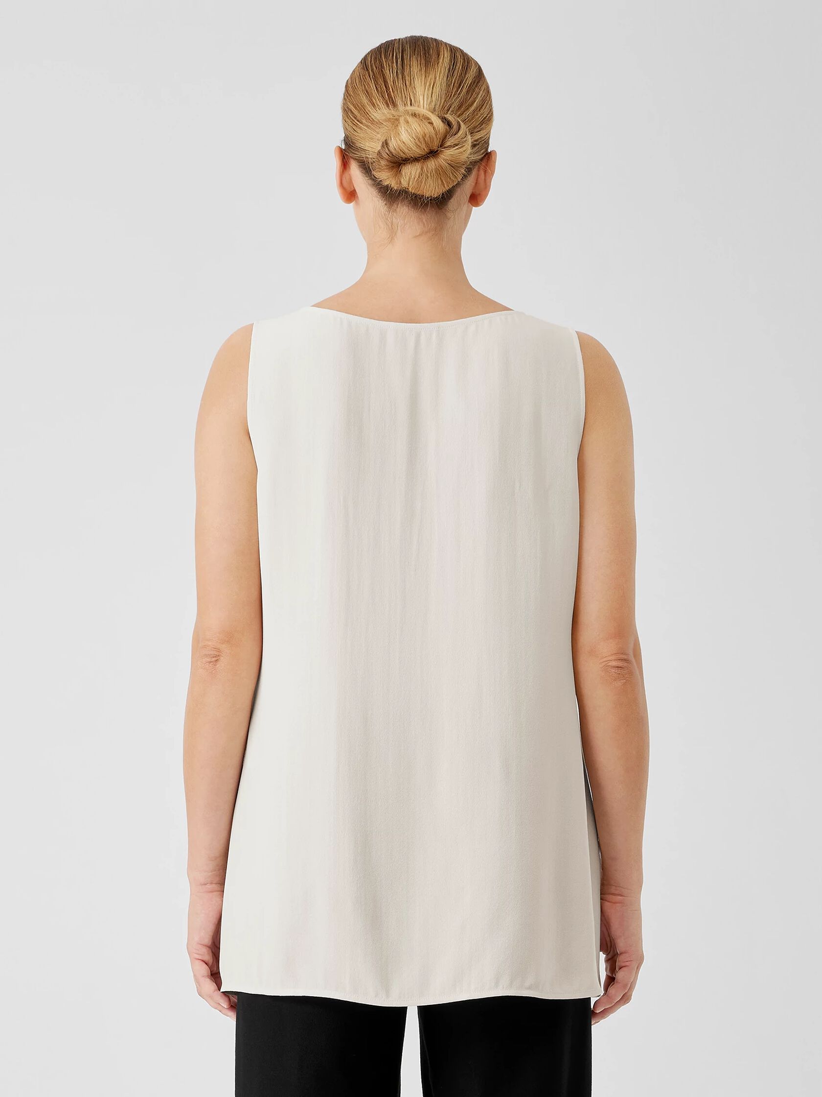 Silk Georgette Crepe Ballet Neck Tank