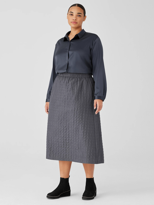 Silk Habutai Quilted A-Line Skirt