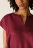 Lightweight Satin Shimmer Split Neck Top