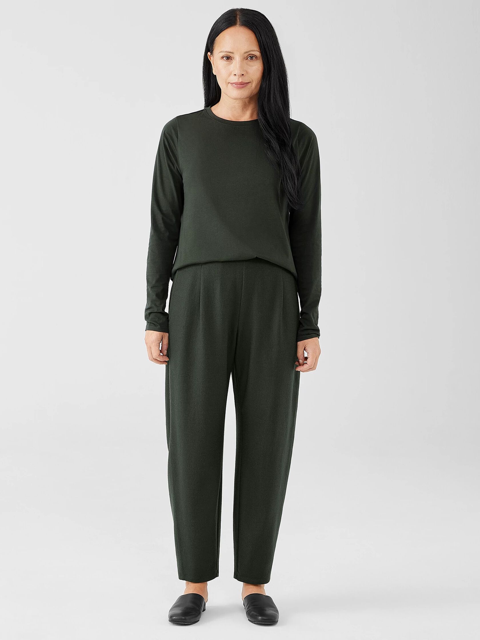 Boiled Wool Jersey Pleated Lantern Pant